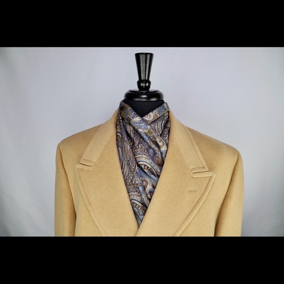 Scarf Jos.A. Bank Brown & Blue Paisley Silk & Wool - Picture 3 of 5